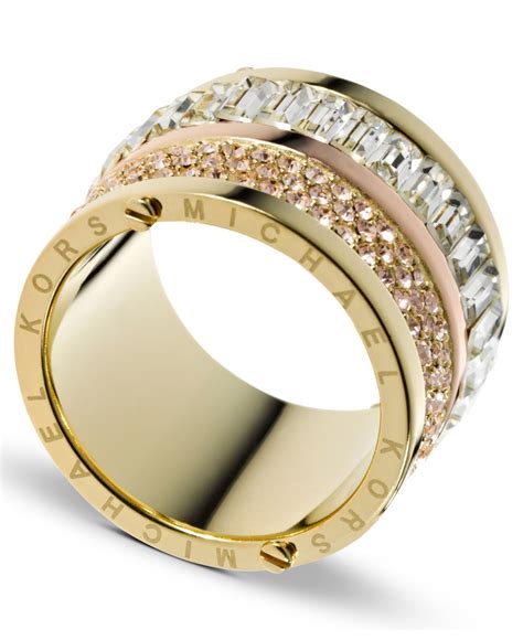 michael kors gold-tone with sparkling stones open arrow ring band|Oversized Sydney Pavé Gold.